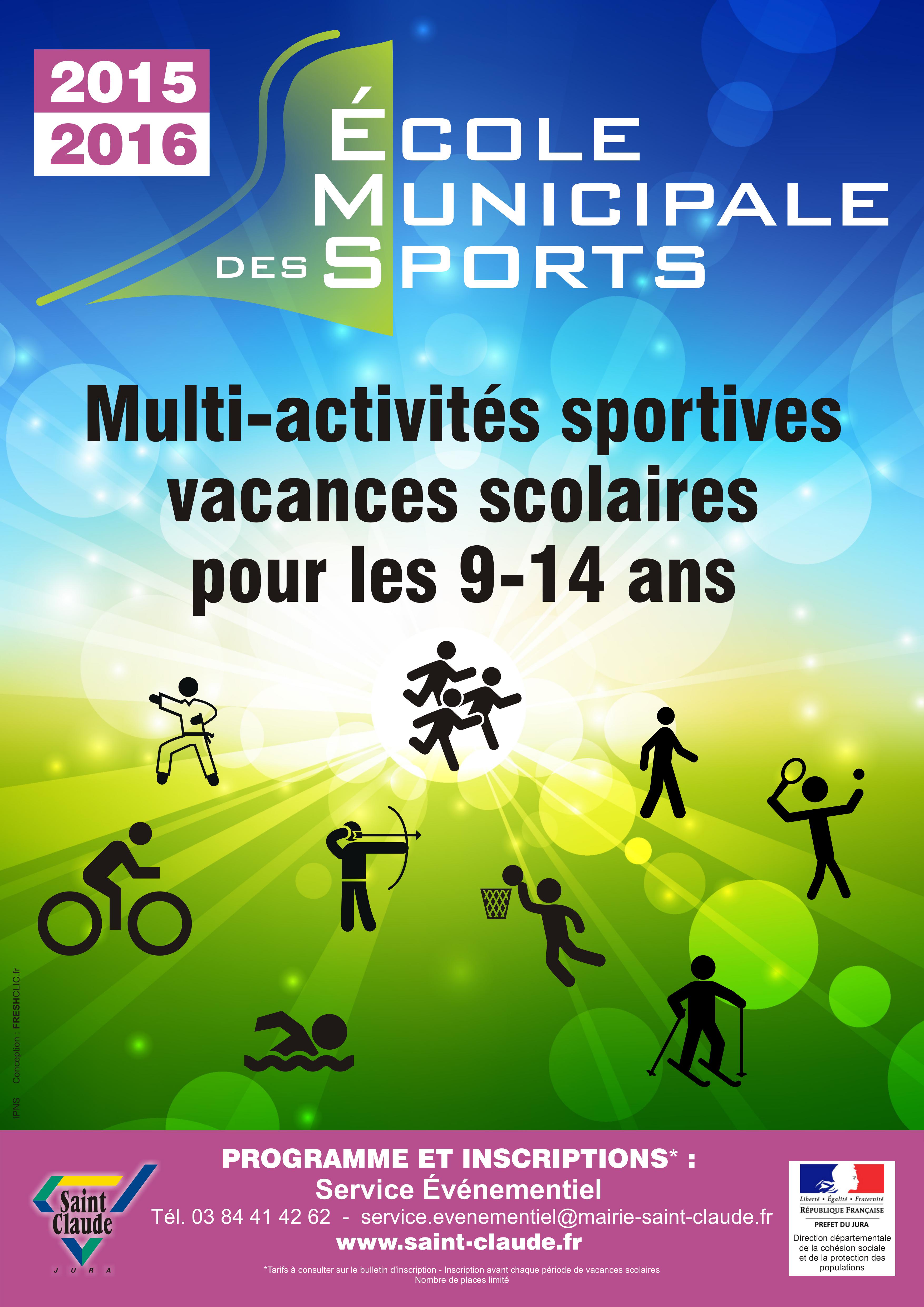 École municipale des Sports programme des vacances de printemps
