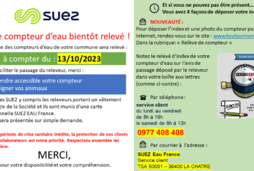 VOTRE COMPTEUR D’EAU BIENTÔT RELEVÉ