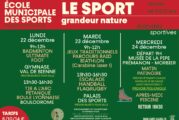 École Municipale des Sports – Programme des vacances de Noël